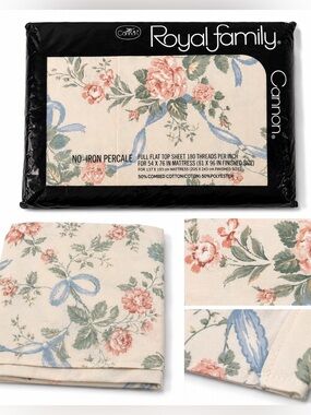 Vintage Cannon Royal Family Full Flat double Sheet Heavenly Flower NOS Floral